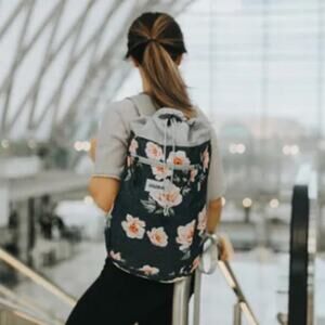 Vooray Stride Cinch Gray Floral Rose Gray 13L Drawstring Backpack Women One Sz